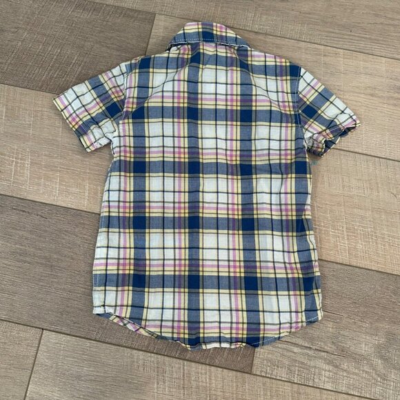 CARTER'S BOYS SHORT SLEEVE BUTTON SHIRT PLAID  PINK BLUE 3T - Picture 5 of 5